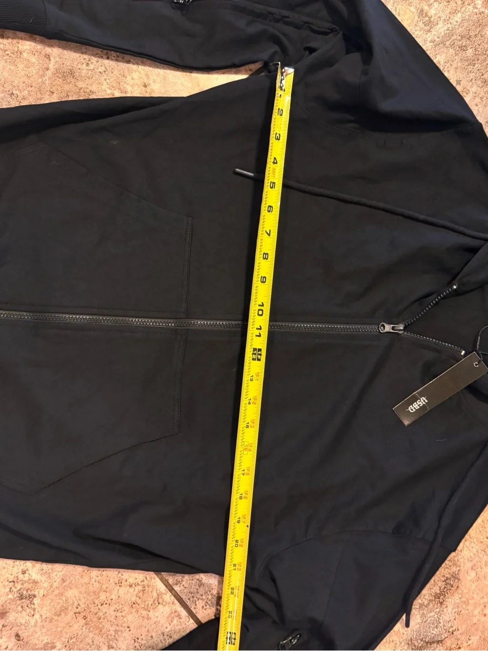 NWT USBD Unisex Dialysis Hoodie with Arm Zippers - Terry Cotton Black Size Large